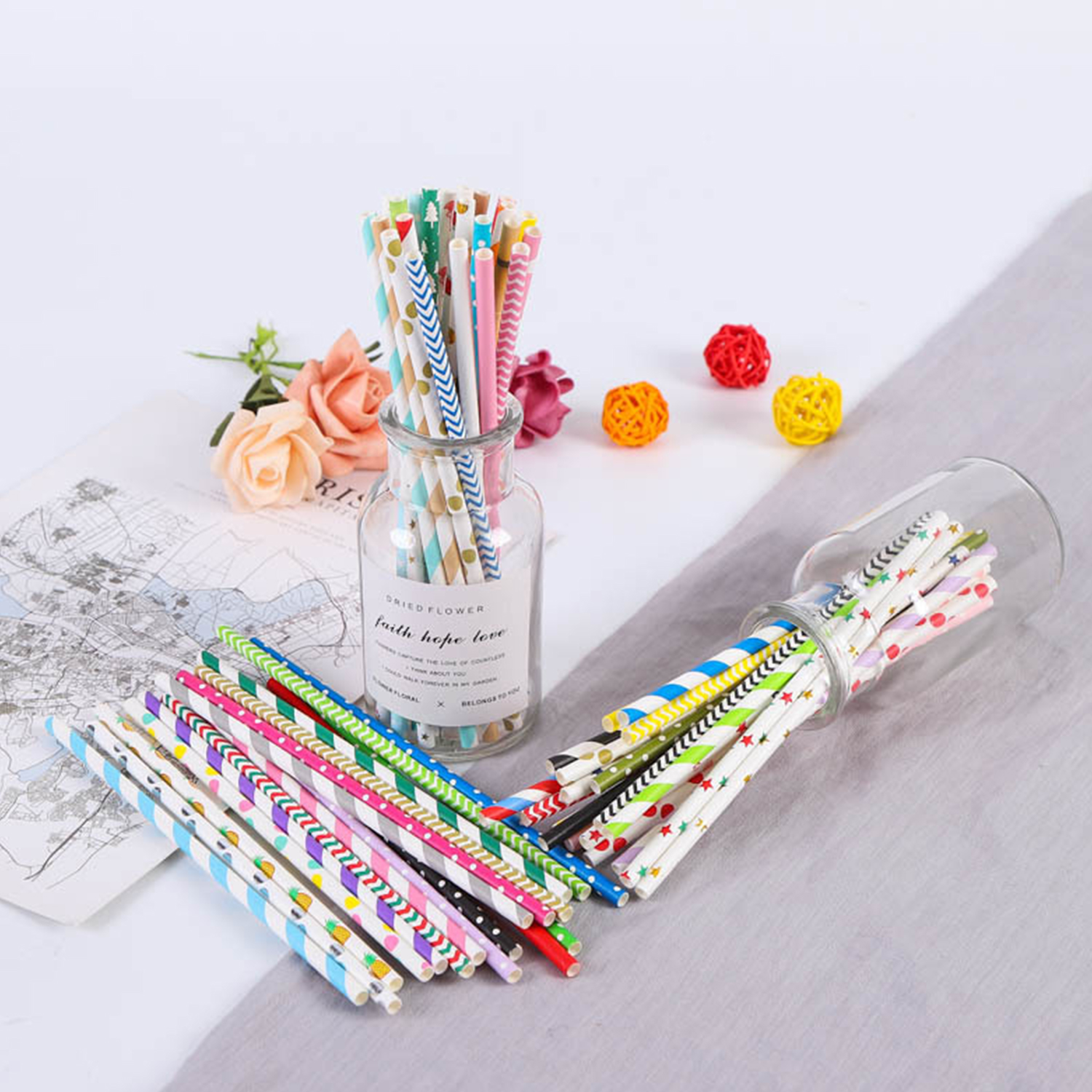 Paper Straw Color - 25 Pcs Colorful Disposable Paper Straws