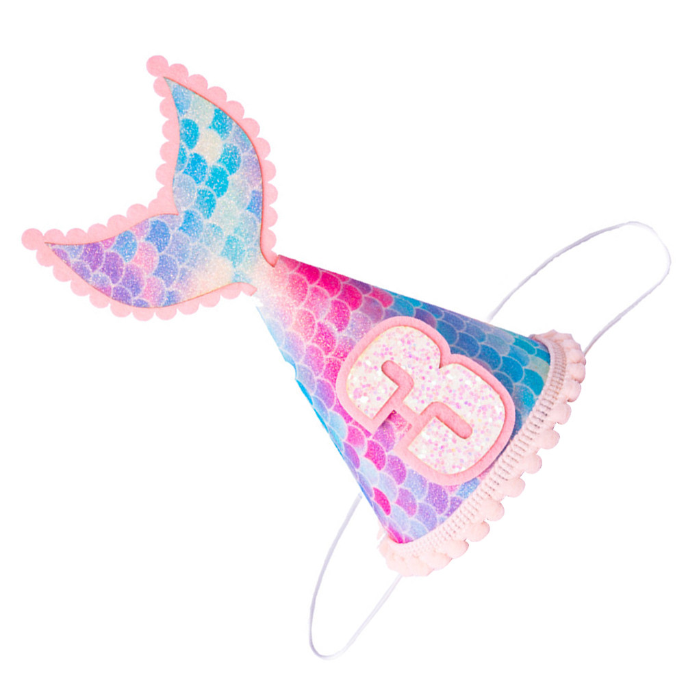 Party Hat Cone - 1Pcs Glitter Mermaid Tail Cone Hat
