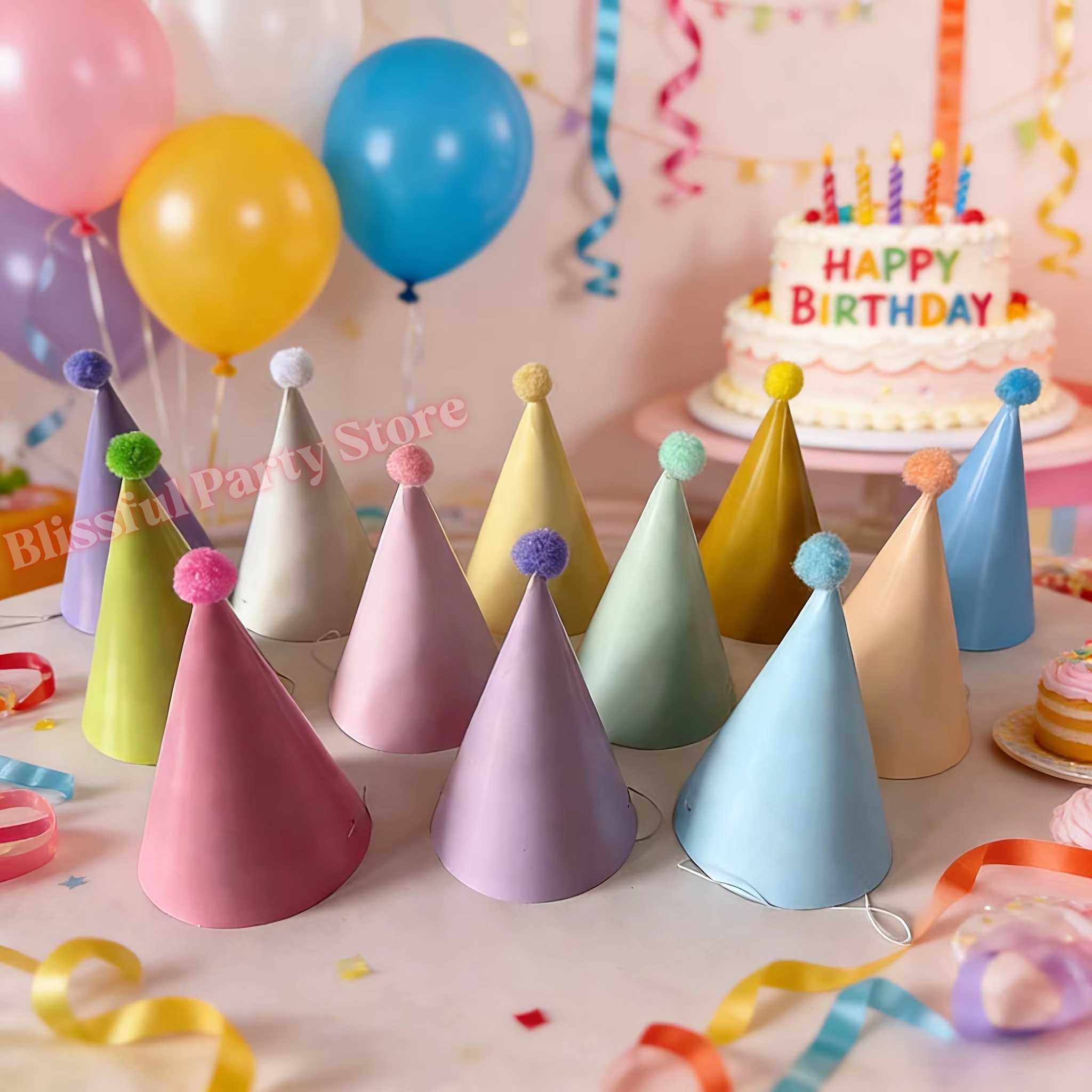 Colorful Birthday Party Hats M - Party Hat Cone のレビューと価格