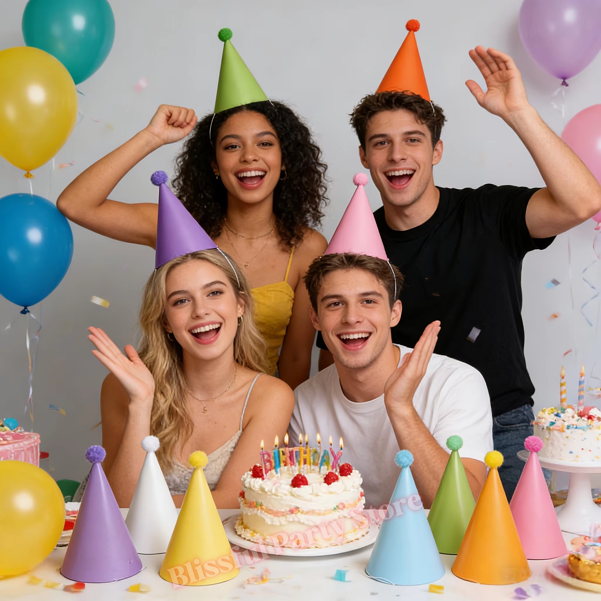 Colorful Birthday Party Hats M - Party Hat Cone のレビューと価格