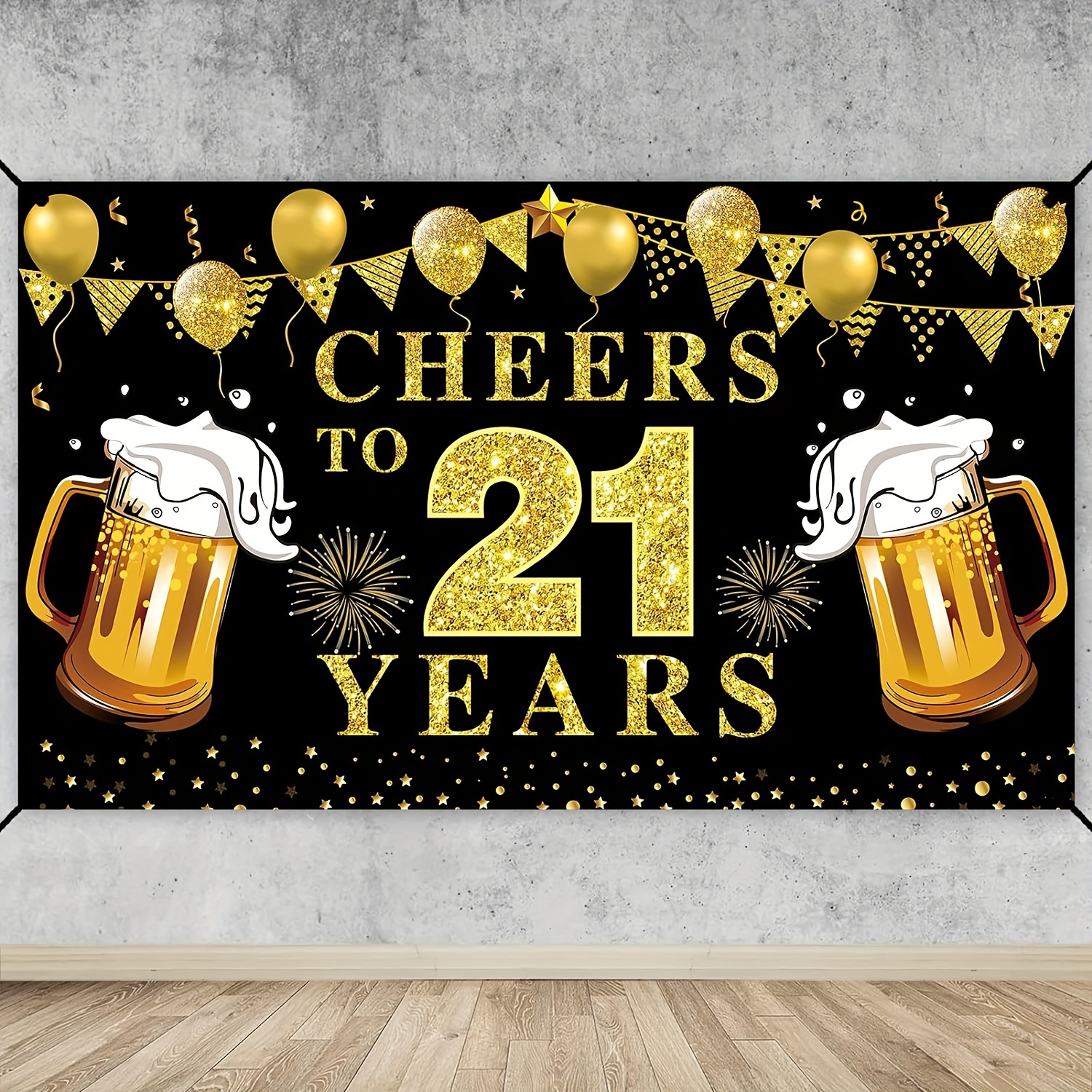 21st Birthday Celebration Bann - Party Banner Gold のレビューと価格