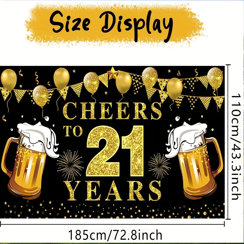 21st Birthday Celebration Bann - Party Banner Gold のレビューと価格