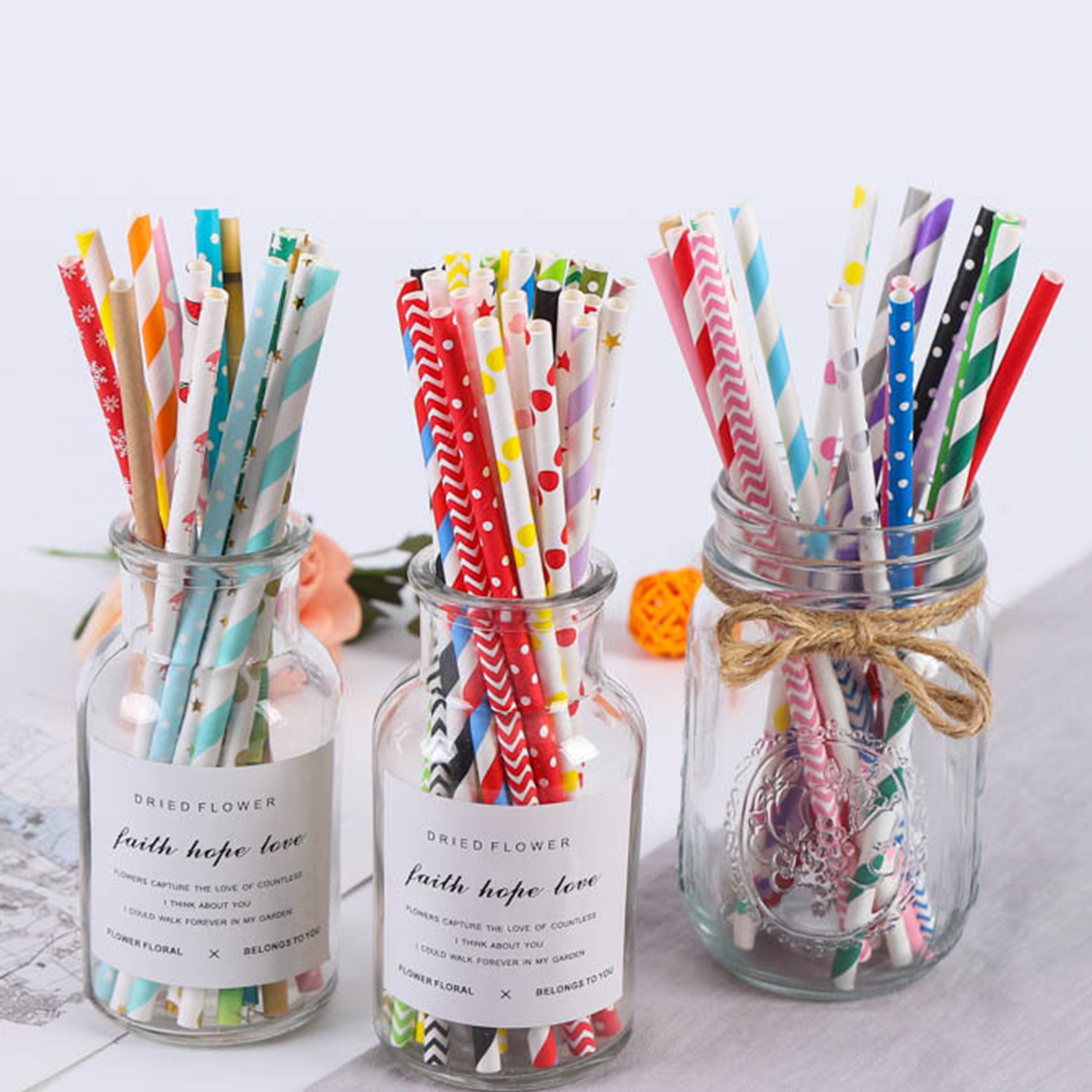 25 Pcs Colorful Disposable Pap - Paper Straw Color のレビューと価格