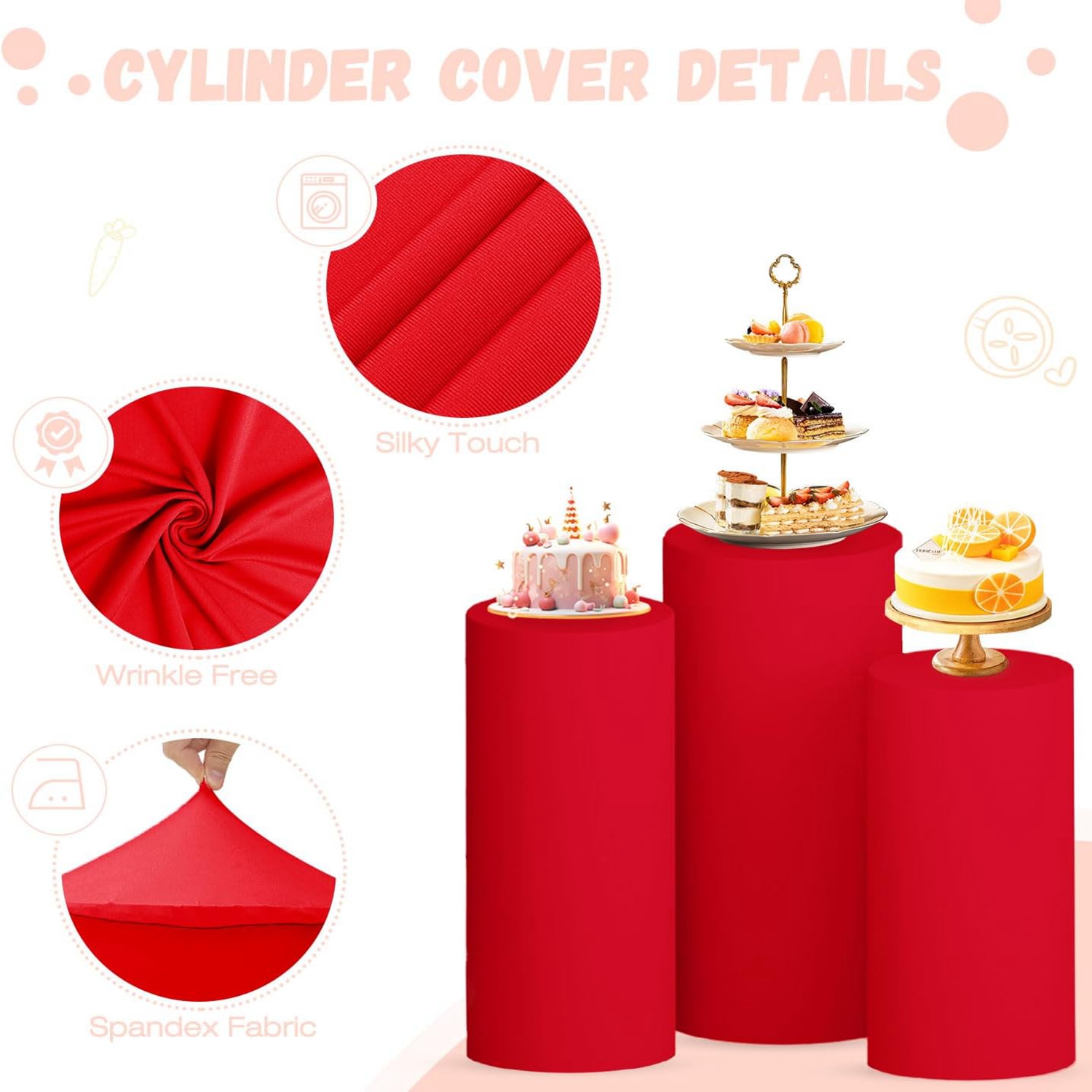 Yeele Red Cylinder Stand Cover - Dessert Table Backdrop のレビューと価格