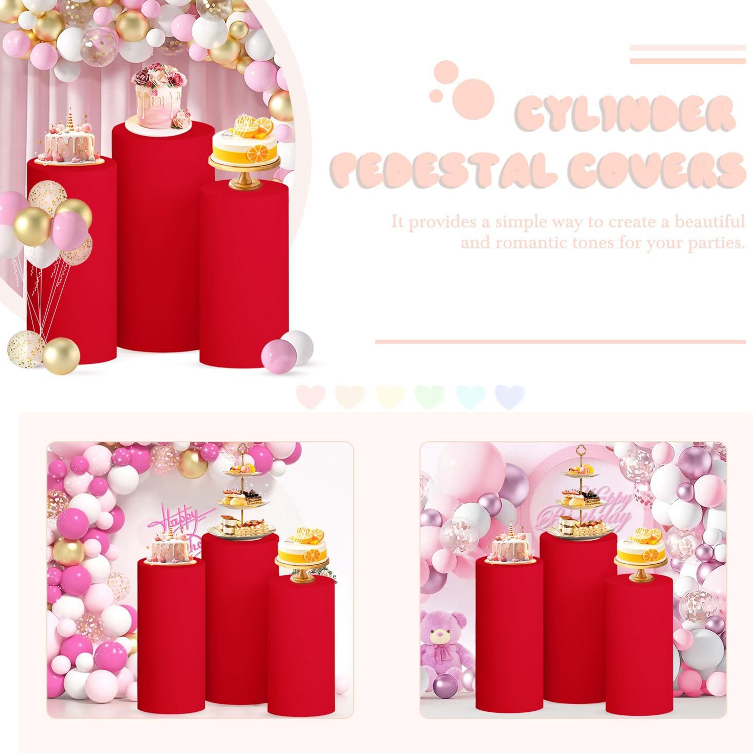 Yeele Red Cylinder Stand Cover - Dessert Table Backdrop のレビューと価格