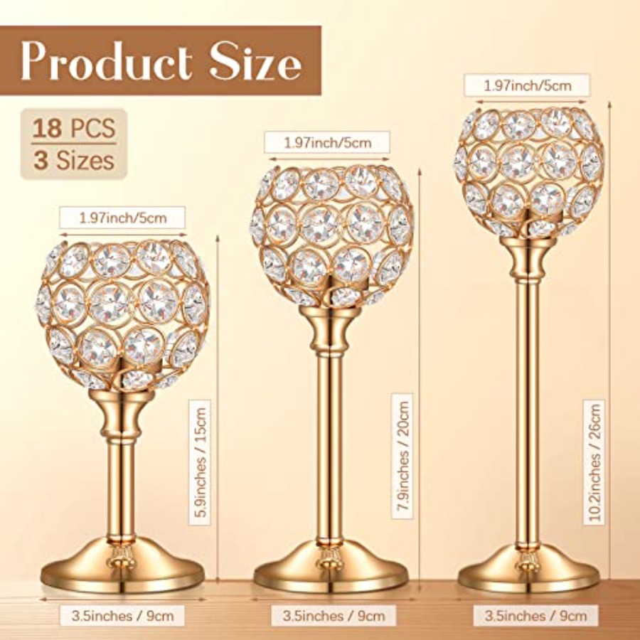 18 Pieces Crystal Candle Holde - Centerpiece Stick のレビューと価格