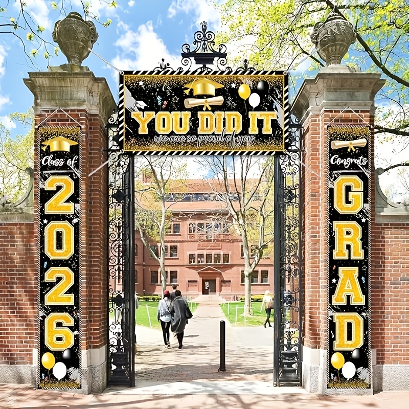 2D 3Pcs 2026 Graduation Banner - Party Banner Gold のレビューと価格