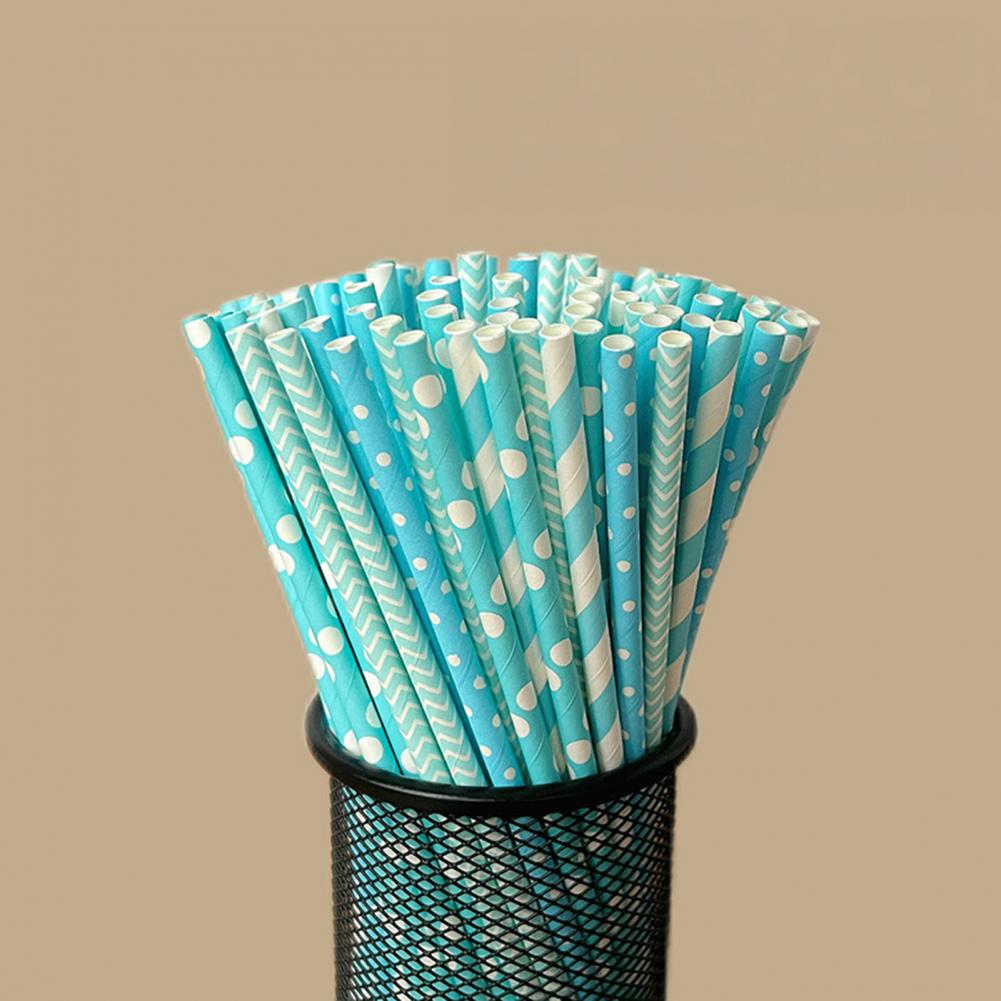 100Pcs Colorful Striped Print  - Paper Straw Color のレビューと価格