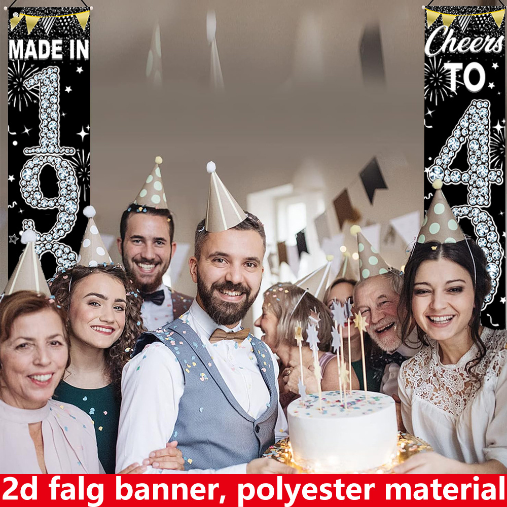 2Pcs 2D Flat 40th Birthday Ban - Party Banner Gold のレビューと価格