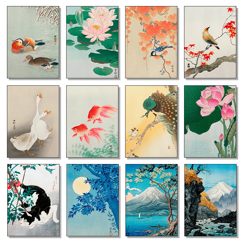 Retro Japanese Flowers Cat Dog - Flower Wall Panel のレビューと価格