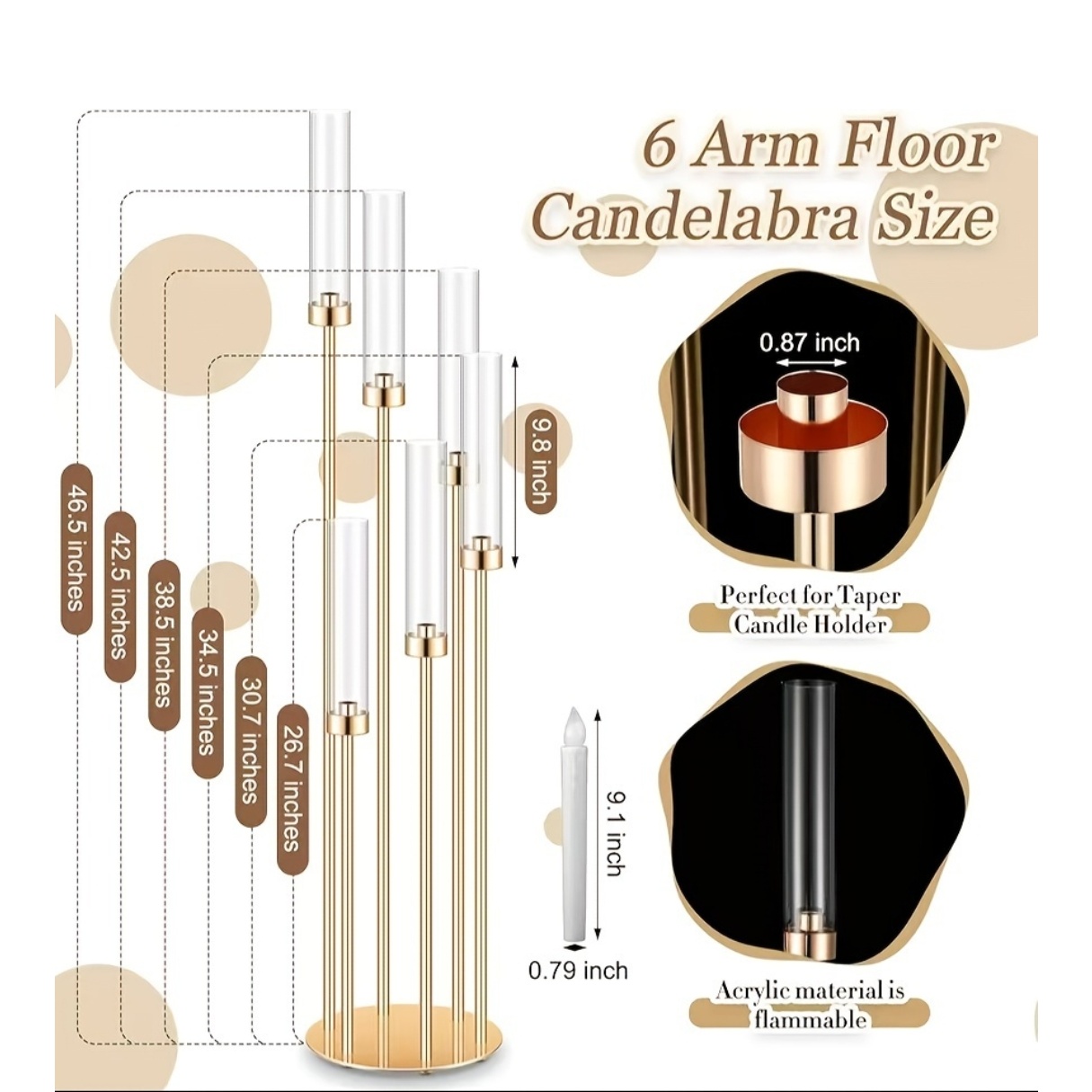 2 Sets Floor Candelabra 6 Arms - Centerpiece Stick のレビューと価格