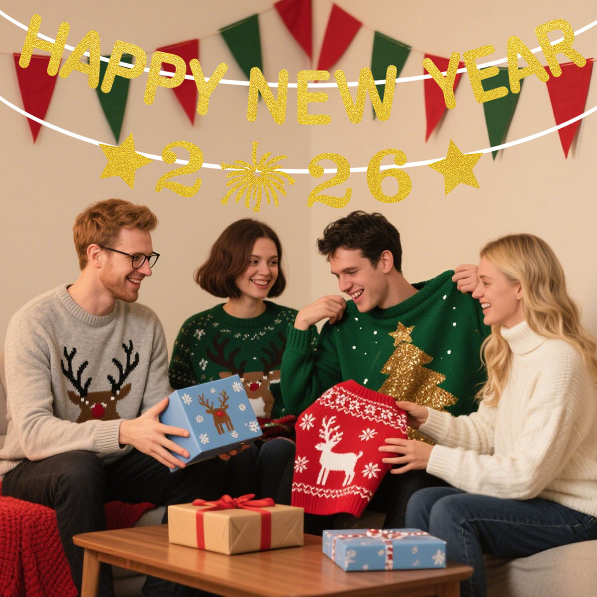 1Set 2026 Happy New Year Decor - Party Banner Gold のレビューと価格