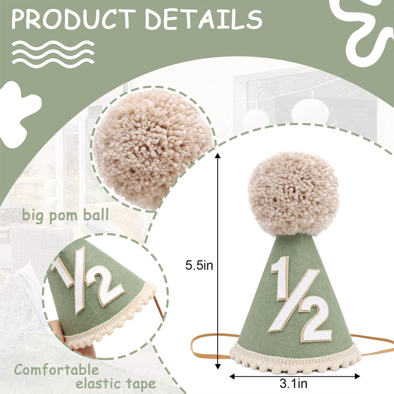 1/2 Birthday Hat Mini Cone Hat - Party Hat Cone のレビューと価格