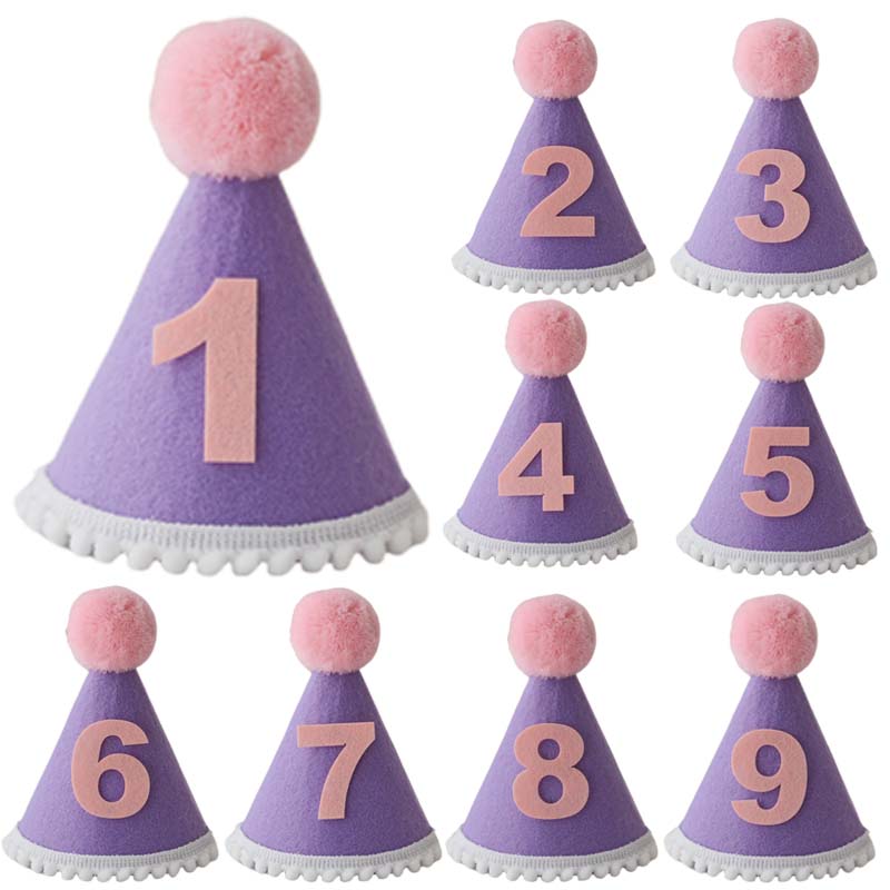 Purple Birthday Hat 1 2 3 4 5  - Party Hat Cone のレビューと価格