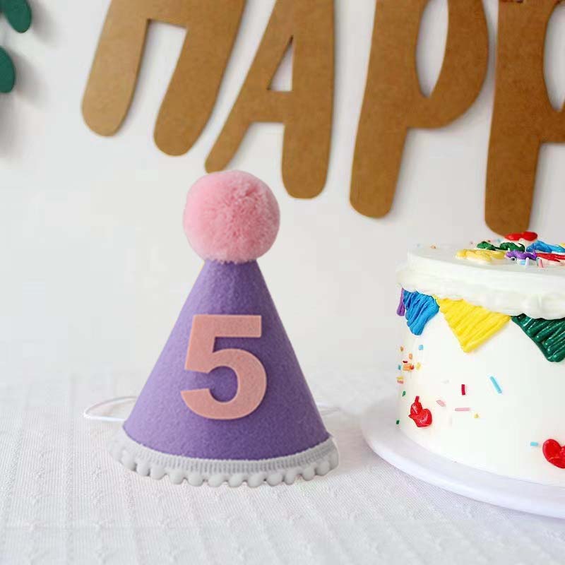 Purple Birthday Hat 1 2 3 4 5  - Party Hat Cone のレビューと価格