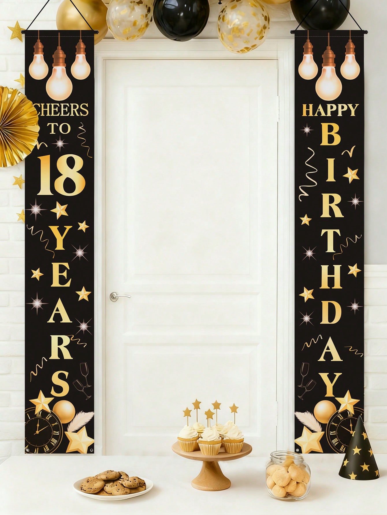 1 Pair of 18Th Birthday Celebr - Party Banner Gold のレビューと価格