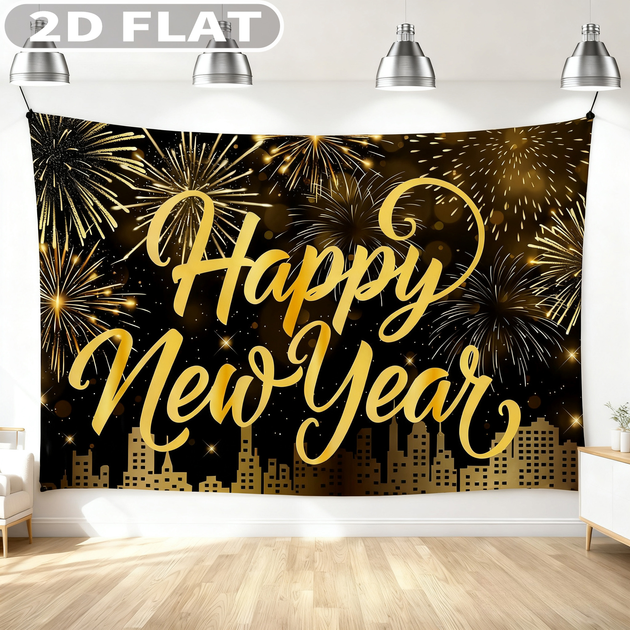 1pc Happy New Year Party Photo - Party Banner Gold のレビューと価格