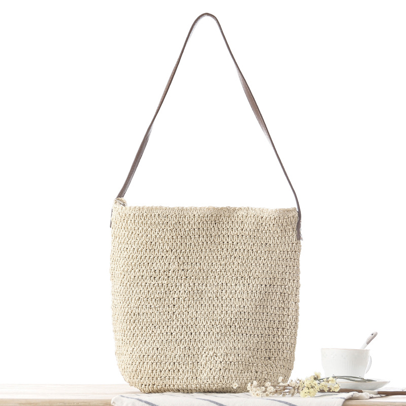 Straw Shoulder Woven Beach Sol - Paper Straw Color のレビューと価格