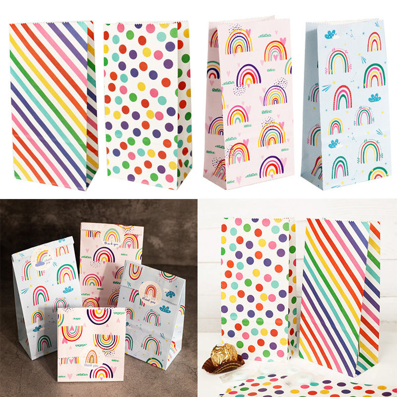 Small Paper Bags Rainbow Print - Event Party Box のレビューと価格