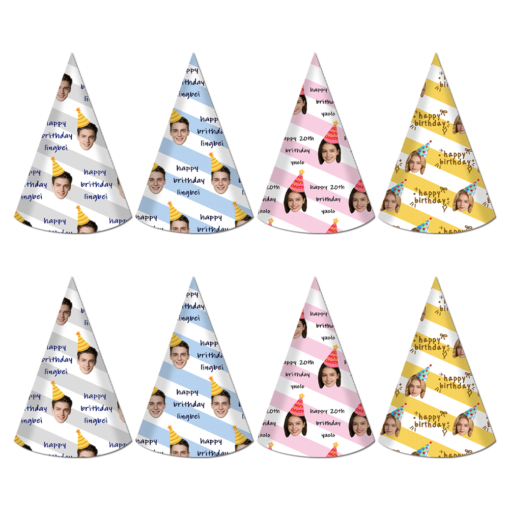 8pcs Custom Text and Photo Fac - Party Hat Cone のレビューと価格