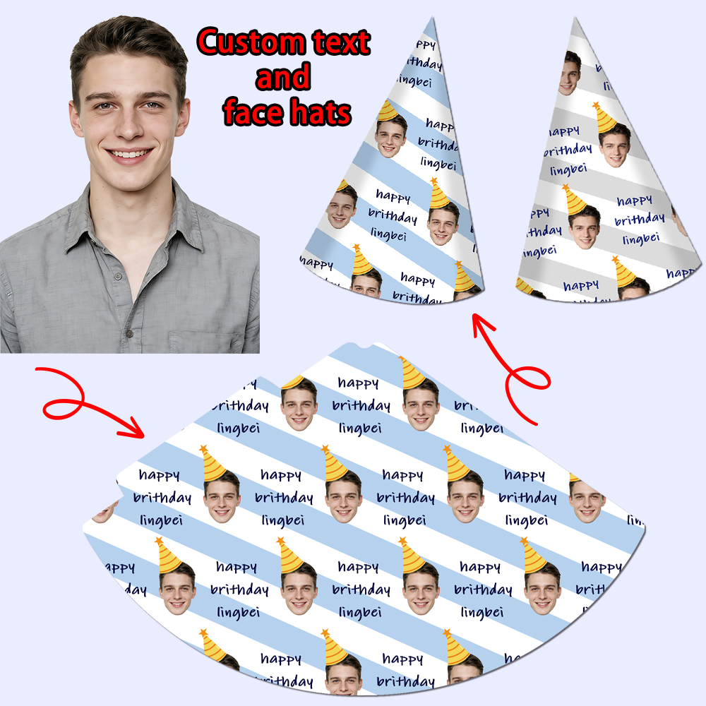 8pcs Custom Text and Photo Fac - Party Hat Cone のレビューと価格