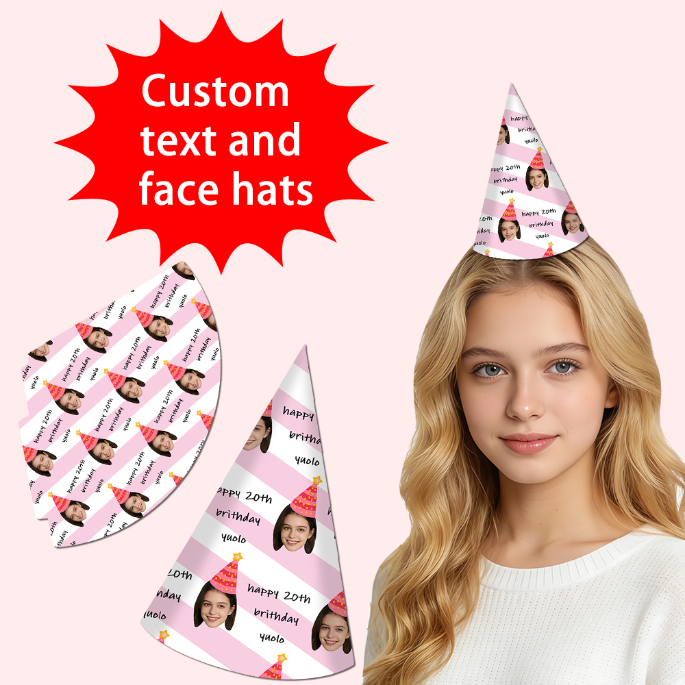 8pcs Custom Text and Photo Fac - Party Hat Cone のレビューと価格