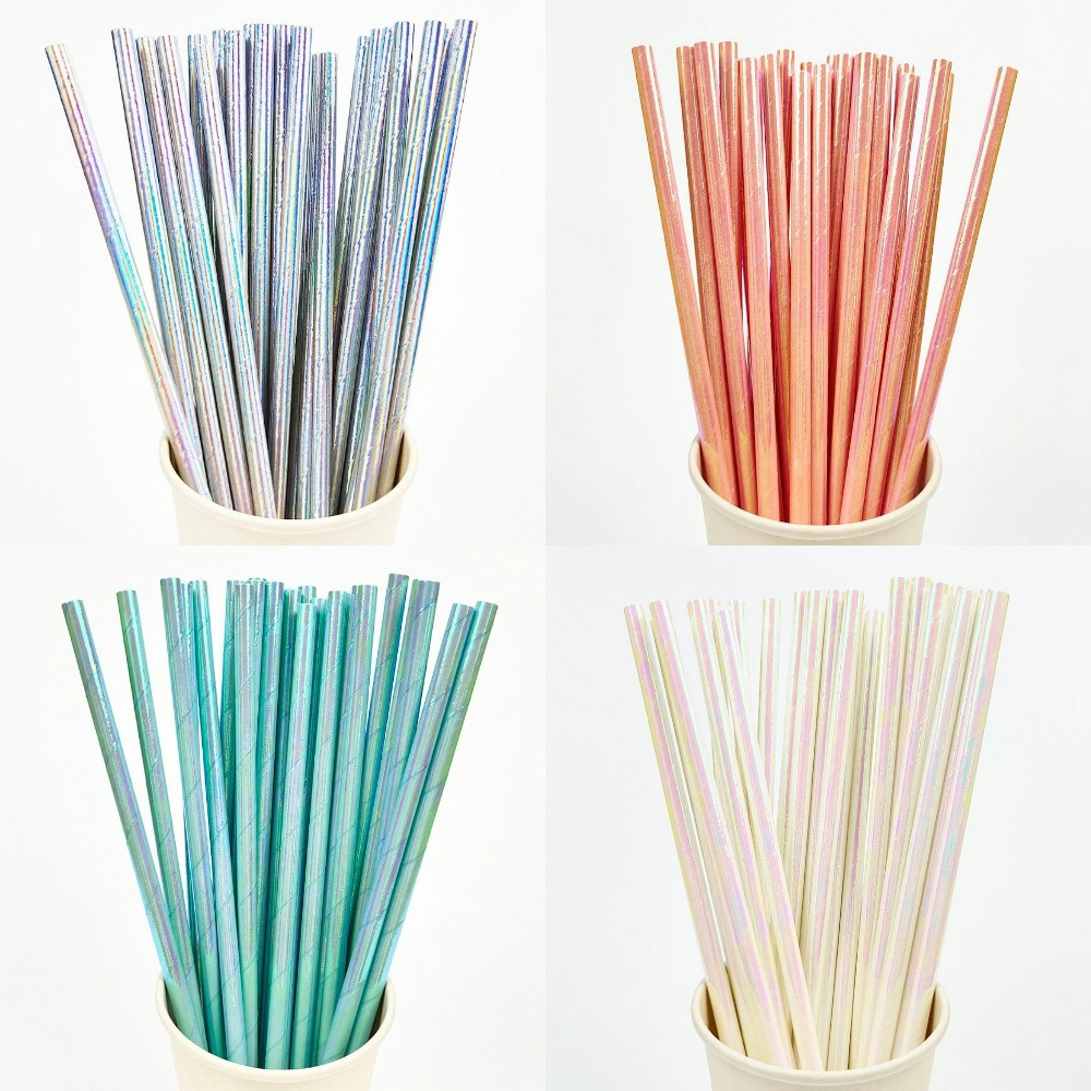 25Pcs Pearlescent Bronzing Pap - Paper Straw Color のレビューと価格