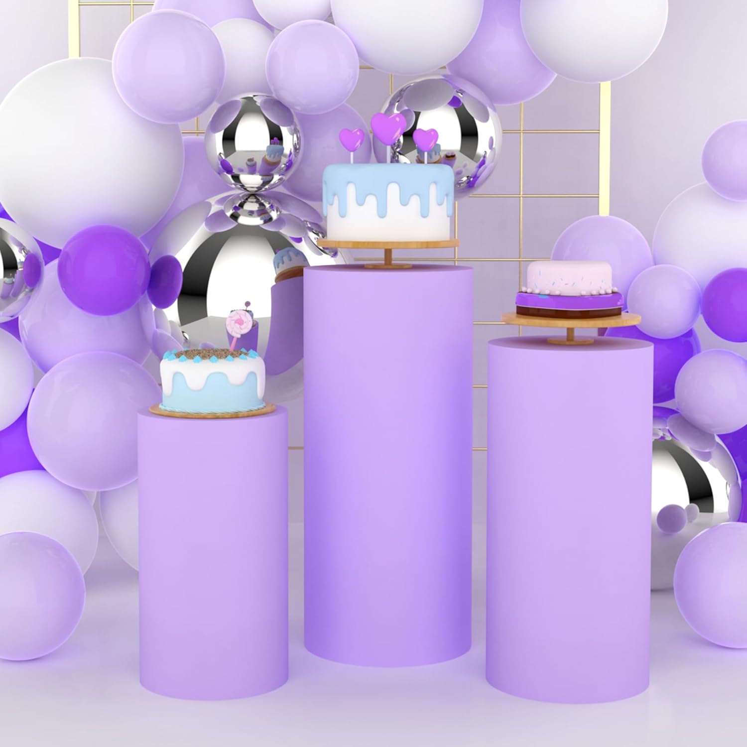 Yeele Purple Cylinder Stand Co - Dessert Table Backdrop のレビューと価格