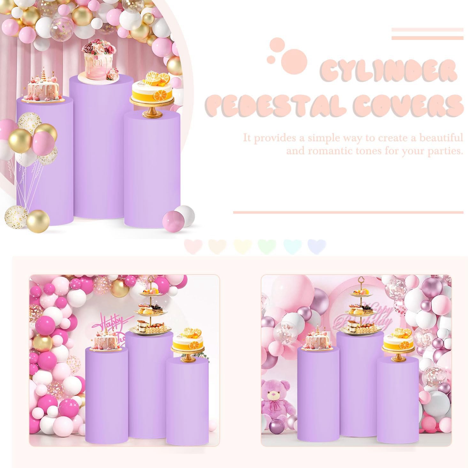 Yeele Purple Cylinder Stand Co - Dessert Table Backdrop のレビューと価格
