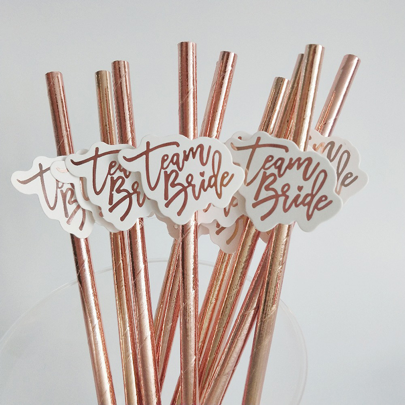 10pcs Team Bride Rose Gold Str - Paper Straw Color のレビューと価格