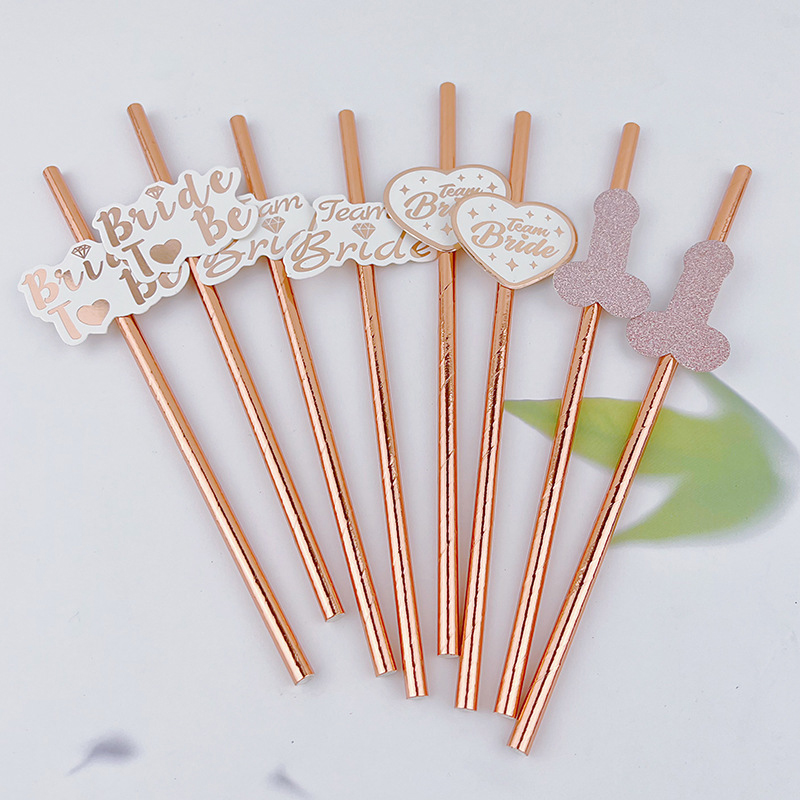 10pcs Team Bride Rose Gold Str - Paper Straw Color のレビューと価格