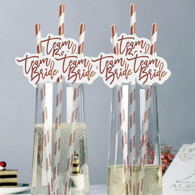 10pcs Team Bride Rose Gold Str - Paper Straw Color のレビューと価格