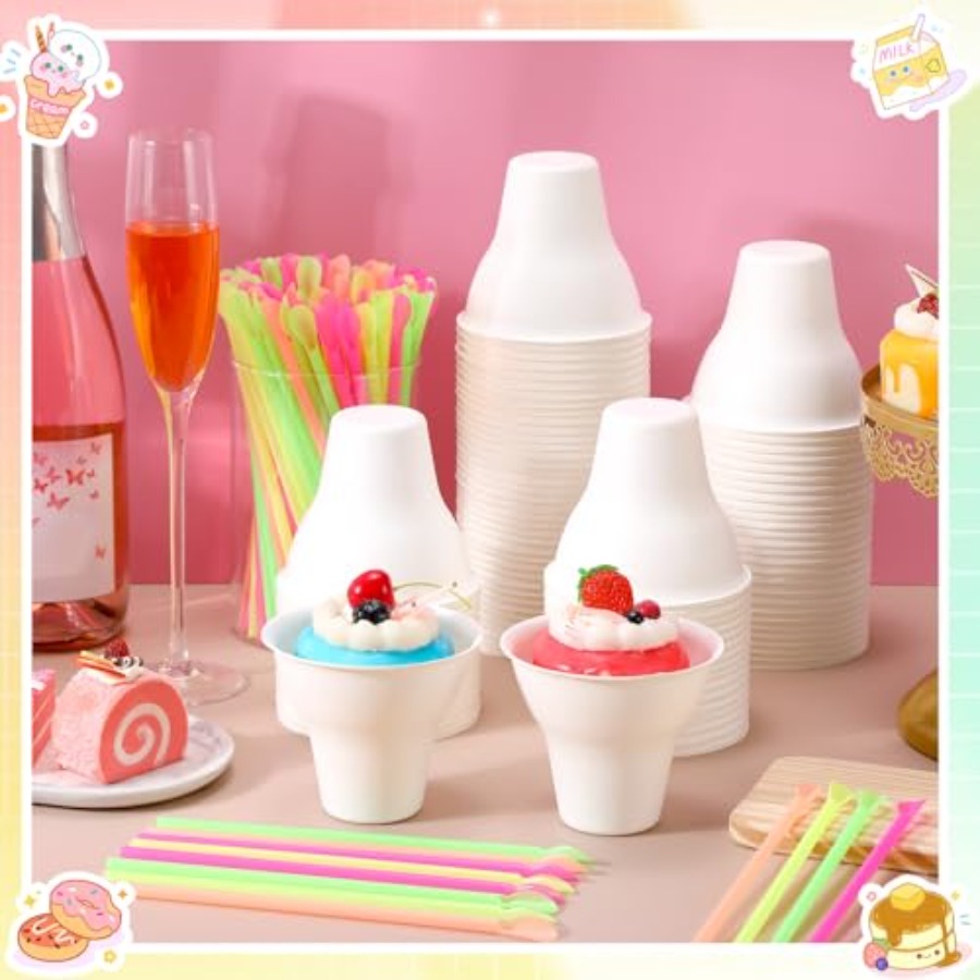 Set Snow Cone Cups and Straws  - Paper Straw Color のレビューと価格