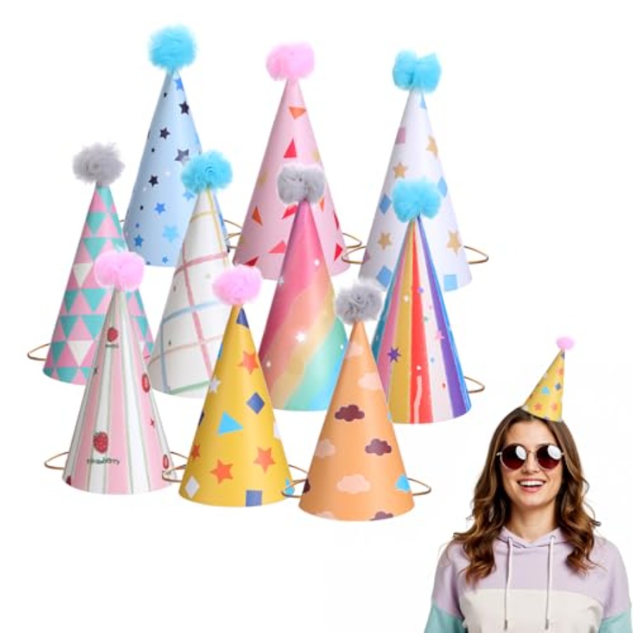 10 PCS Birthday Party Hats for - Party Hat Cone のレビューと価格