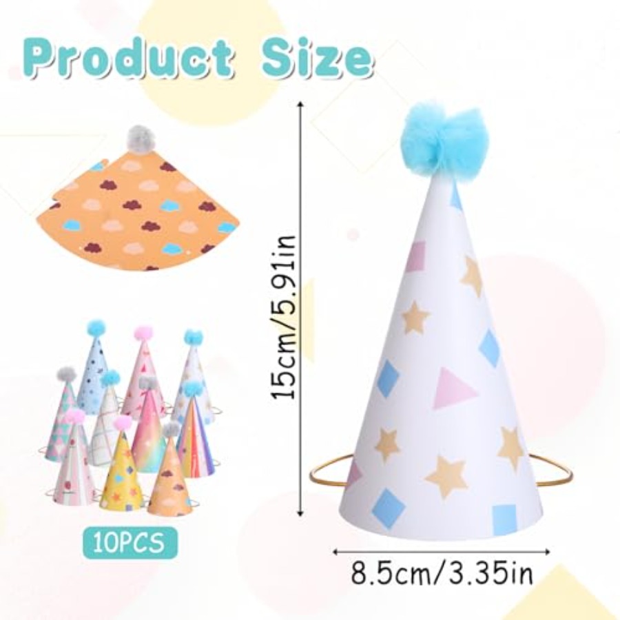 10 PCS Birthday Party Hats for - Party Hat Cone のレビューと価格
