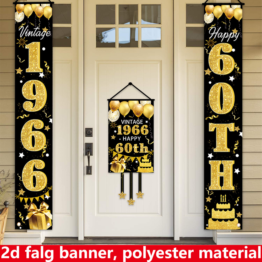 2D Flat 3-Piece 60th Birthday  - Party Banner Gold のレビューと価格