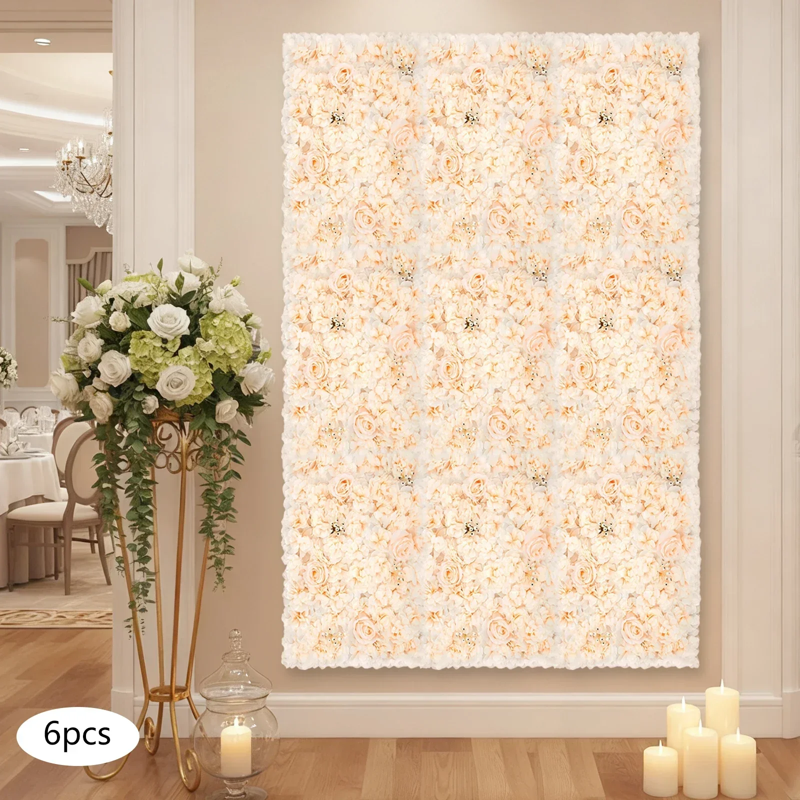 6 PCS 60*40cm Artificial Flowe - Flower Wall Panel のレビューと価格