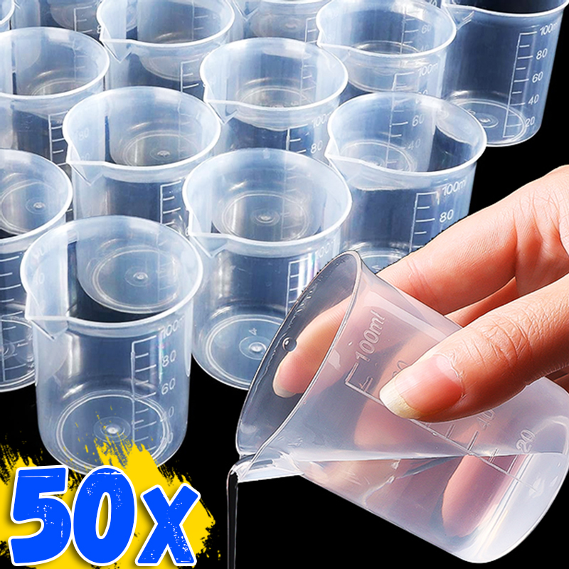 1/50pcs 100ML Plastic Measurin - Plastic Cup 50Pcs のレビューと価格