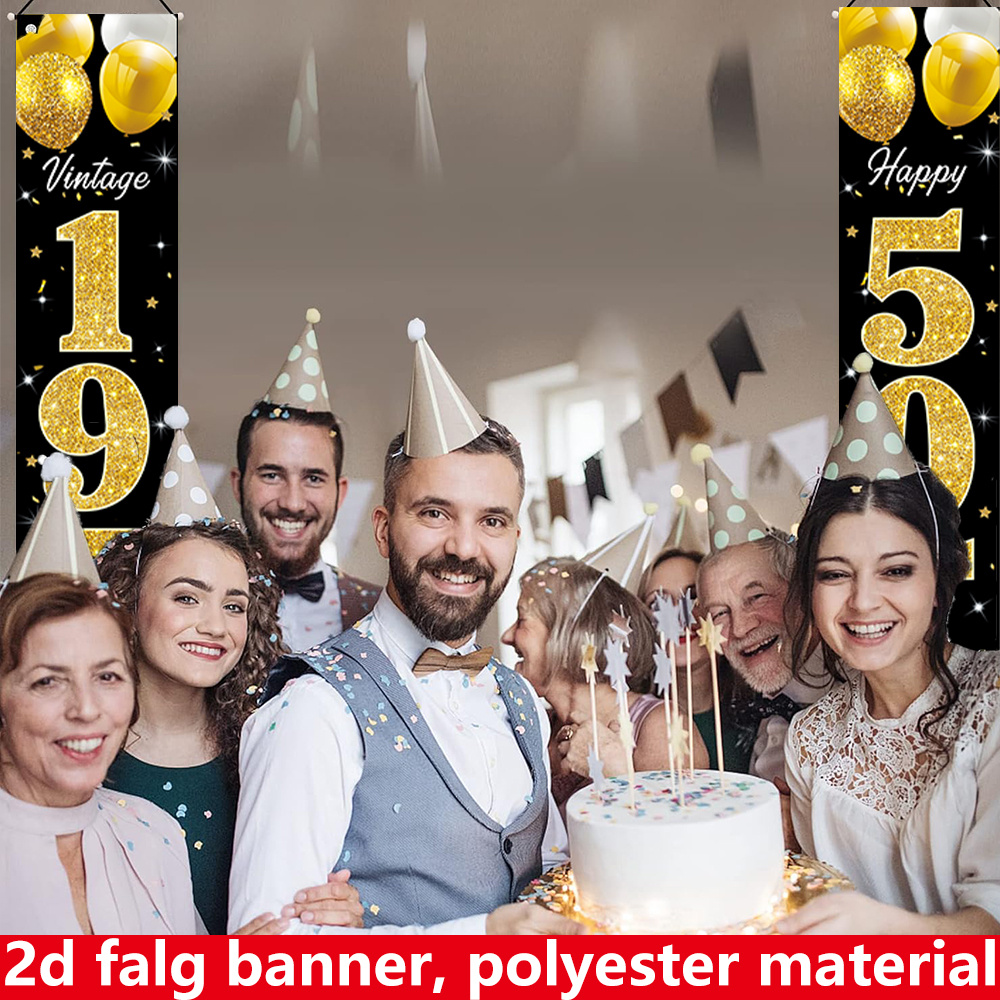 2D flat banner, 2pc birthday b - Party Banner Gold のレビューと価格