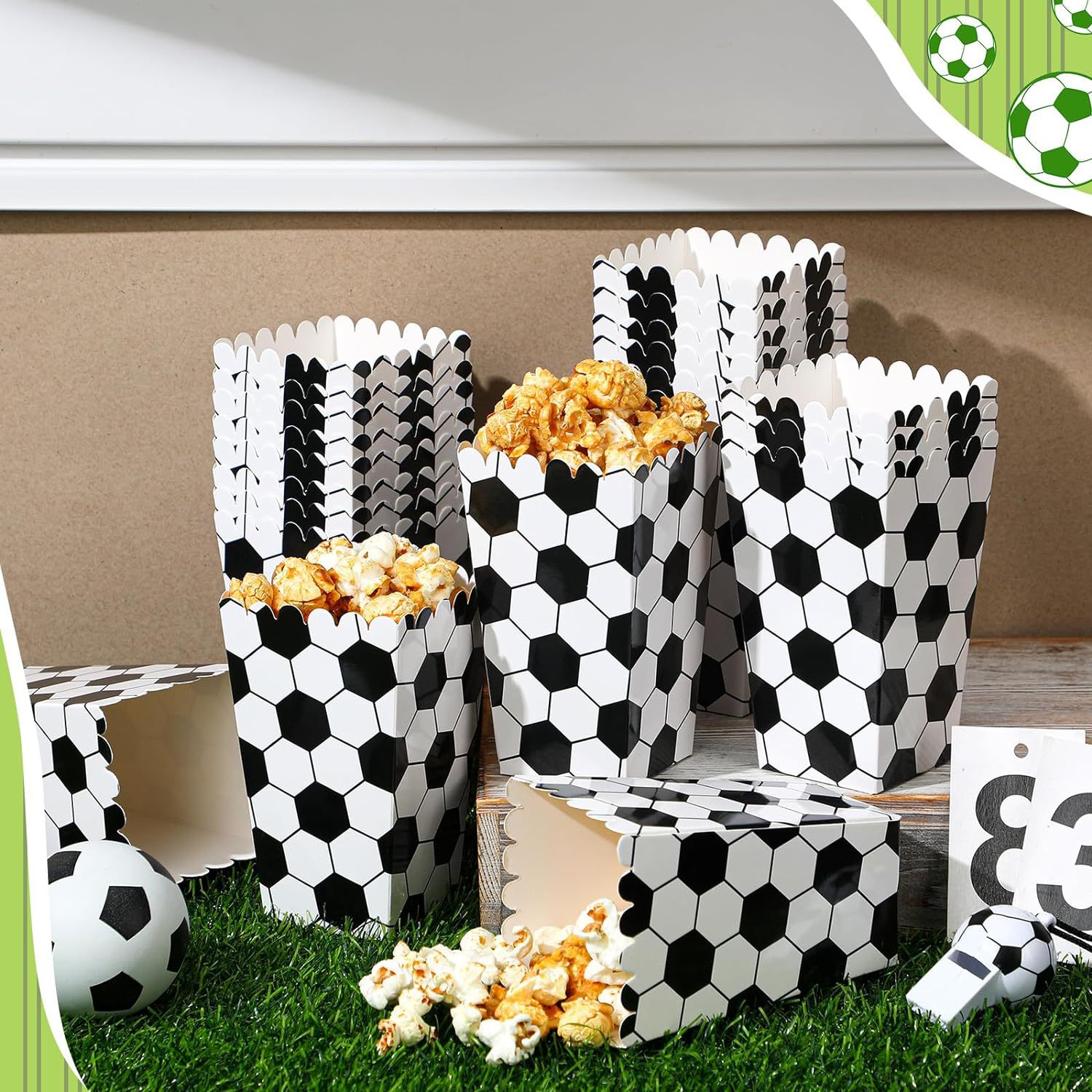 6/18Pcs  Football Popcorn Boxe - Event Party Box のレビューと価格