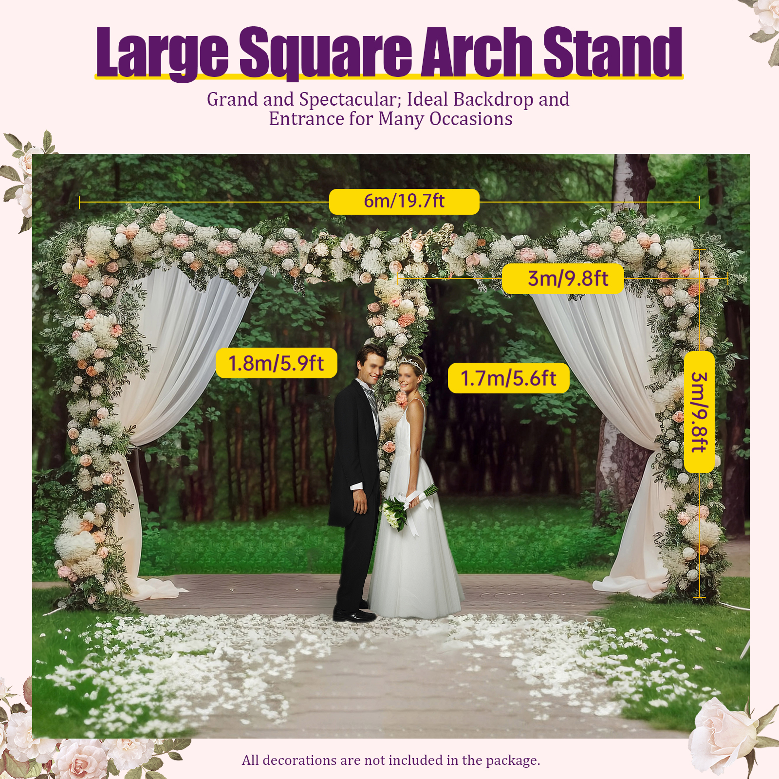 3x6m/10x20ft Metal Wedding Arc - Balloon Arch Kit のレビューと価格