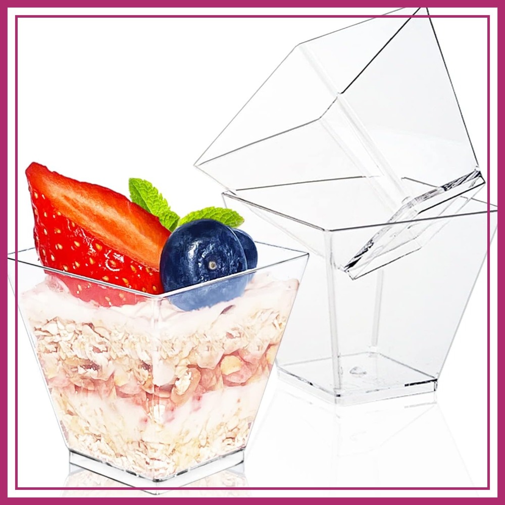 50Pcs Square Mini Plastic Dess - Plastic Cup 50Pcs のレビューと価格