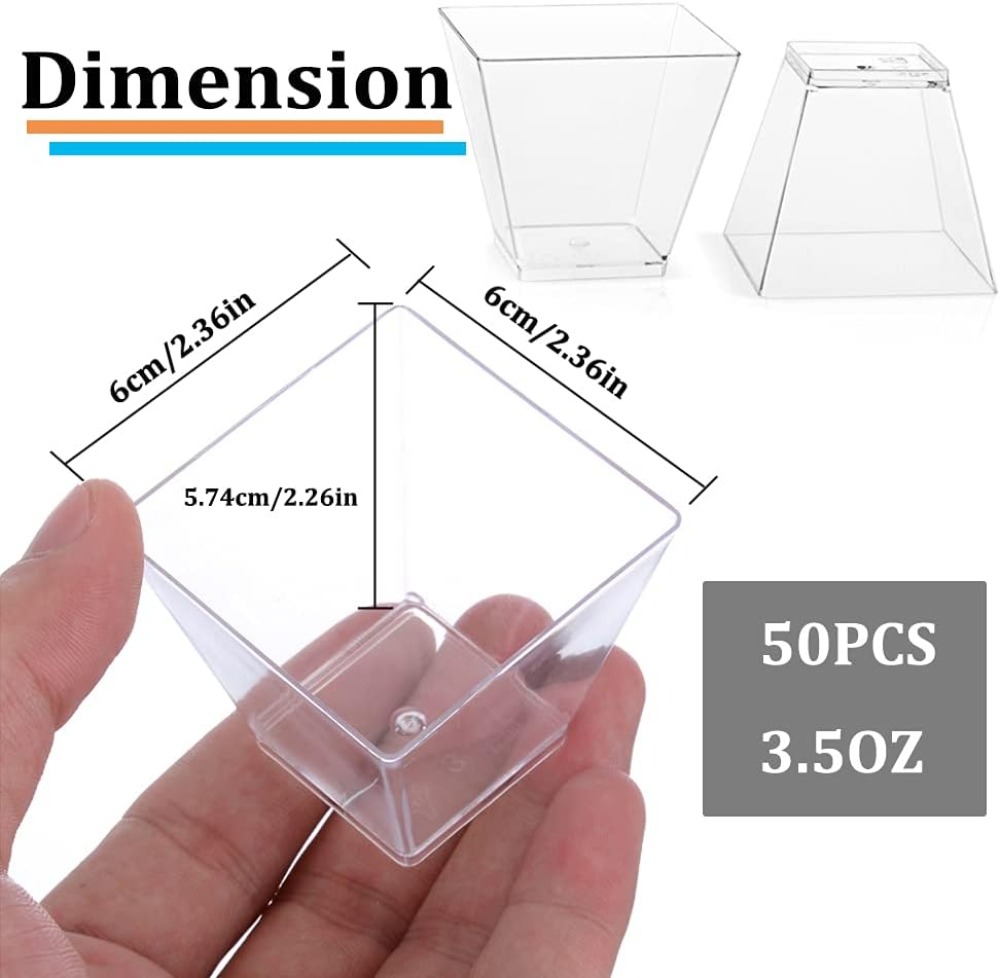 50Pcs Square Mini Plastic Dess - Plastic Cup 50Pcs のレビューと価格
