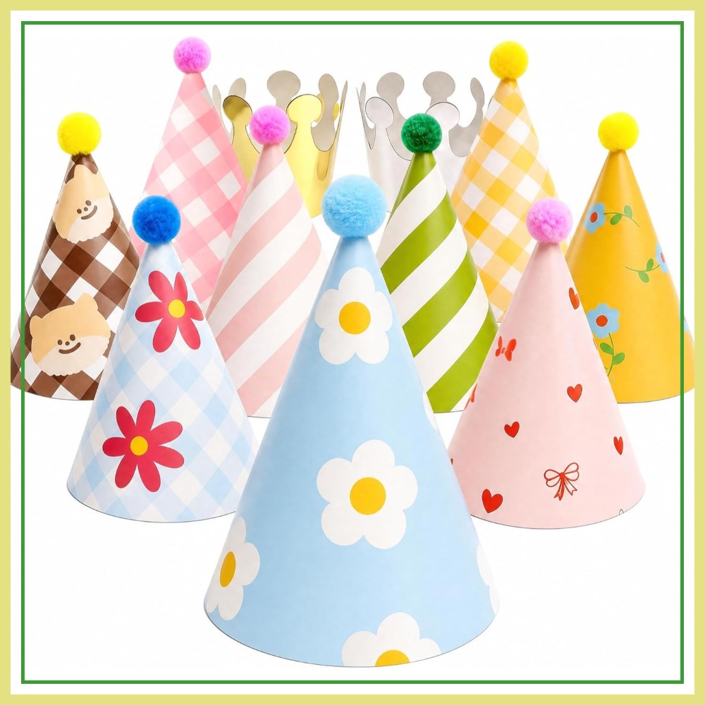 11 Pack Party Hats with Pom Po - Party Hat Cone のレビューと価格