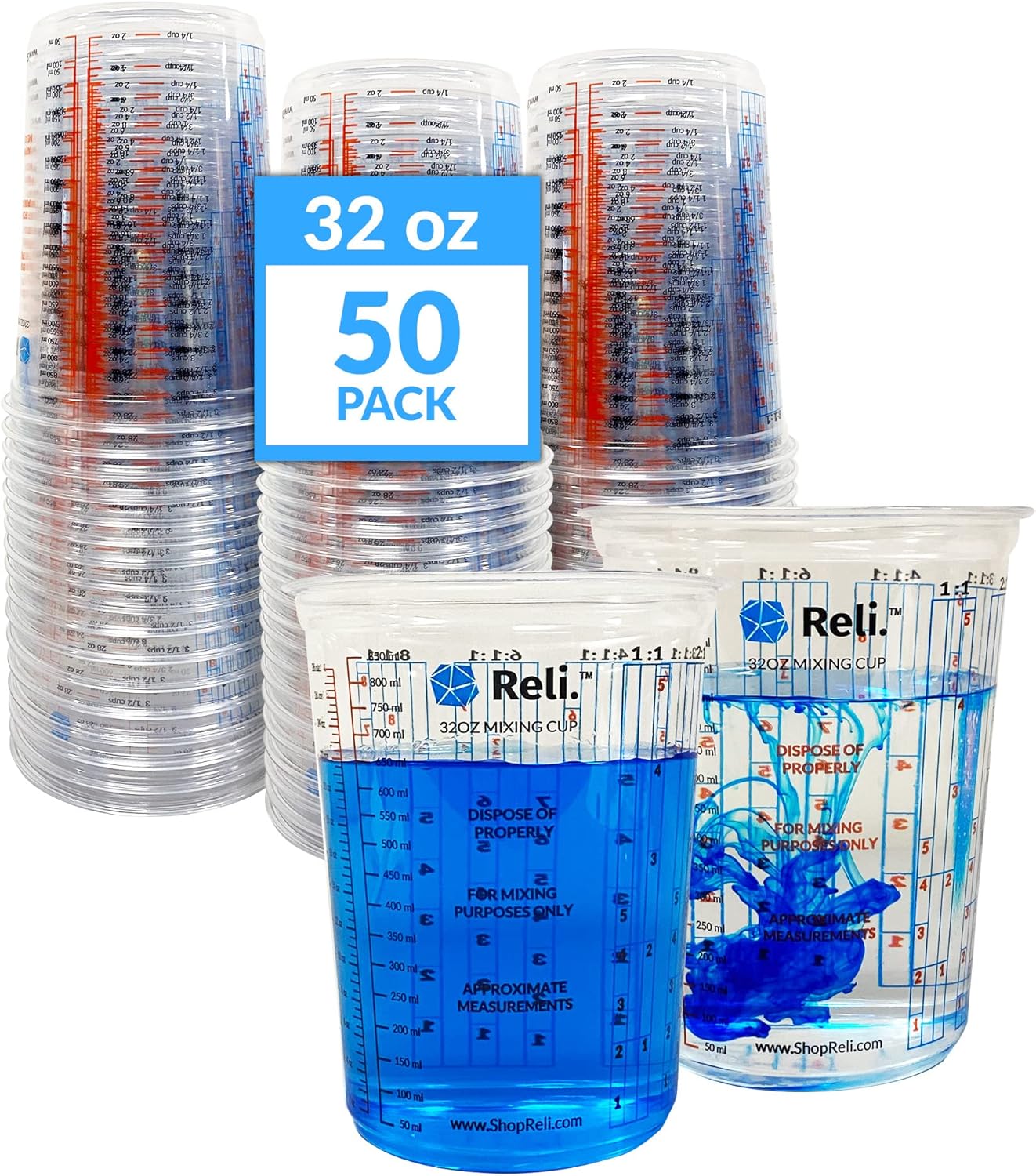 50 Pcs 32oz Disposable Paint M - Plastic Cup 50Pcs のレビューと価格