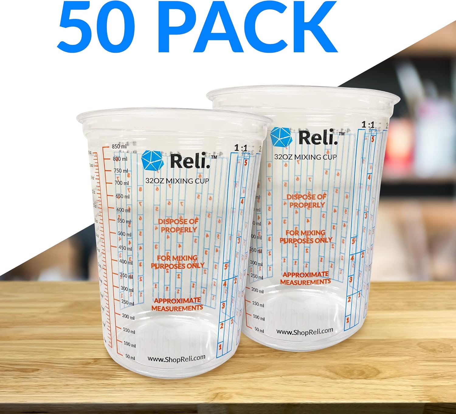 50 Pcs 32oz Disposable Paint M - Plastic Cup 50Pcs のレビューと価格