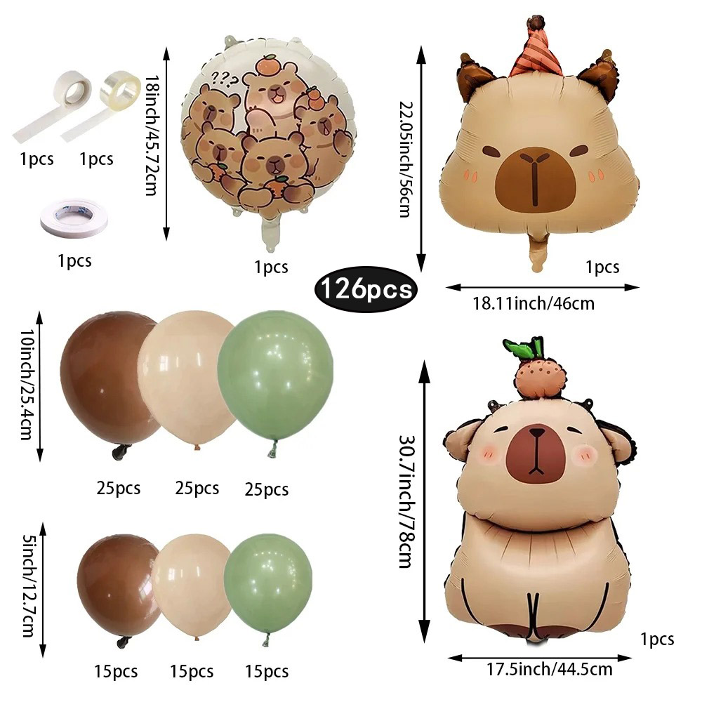 126pcs Cartoon Capybara Wreath - Balloon Arch Kit のレビューと価格