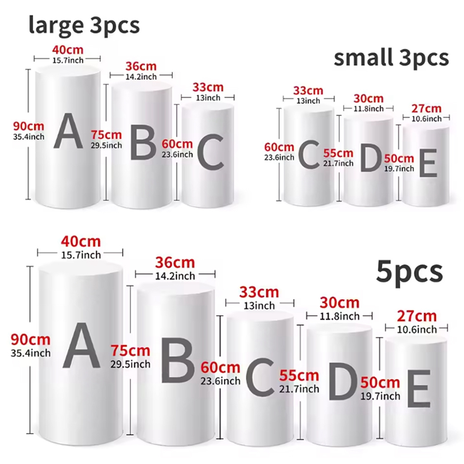 Yeele 1PCS/3PCS/5PCS White Cyl - Dessert Table Backdrop のレビューと価格