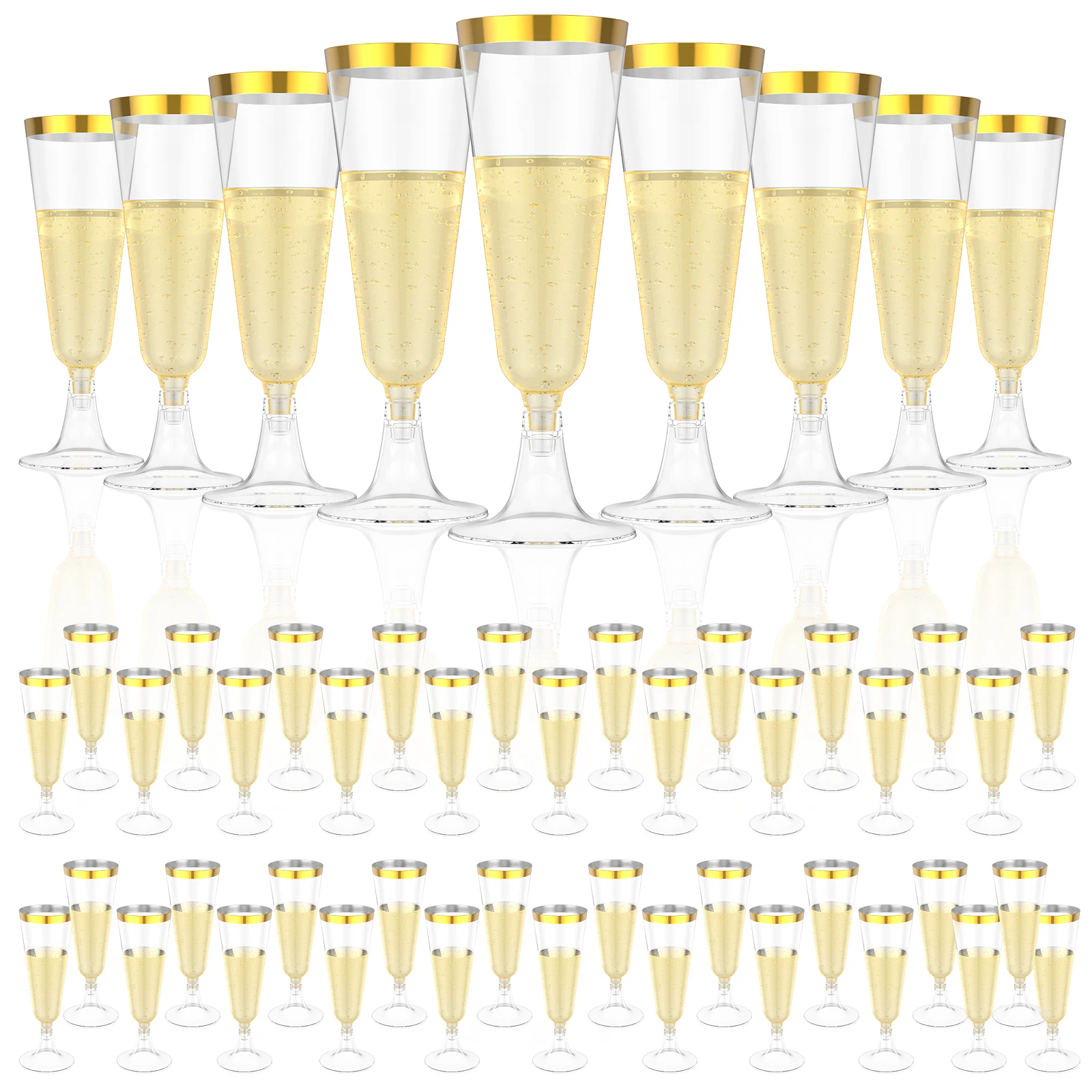 50Pcs Plastic Champagne Flutes - Plastic Cup 50Pcs のレビューと価格