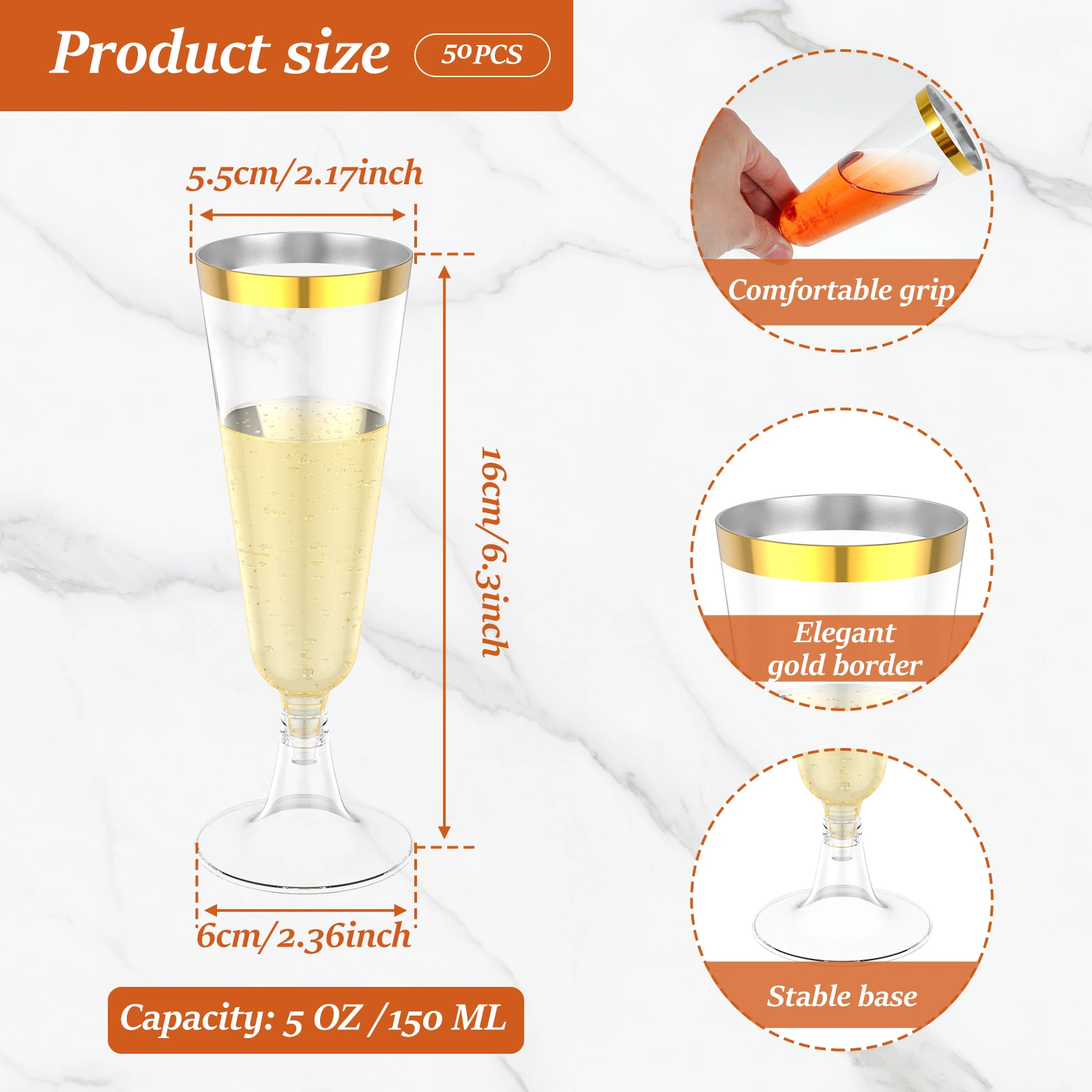 50Pcs Plastic Champagne Flutes - Plastic Cup 50Pcs のレビューと価格